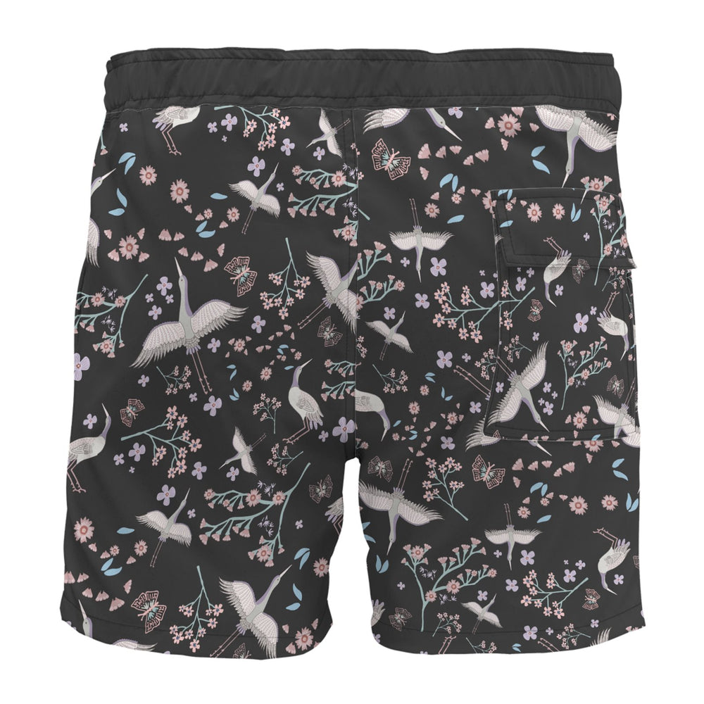 Men's Board Shorts — White Crane Onyx