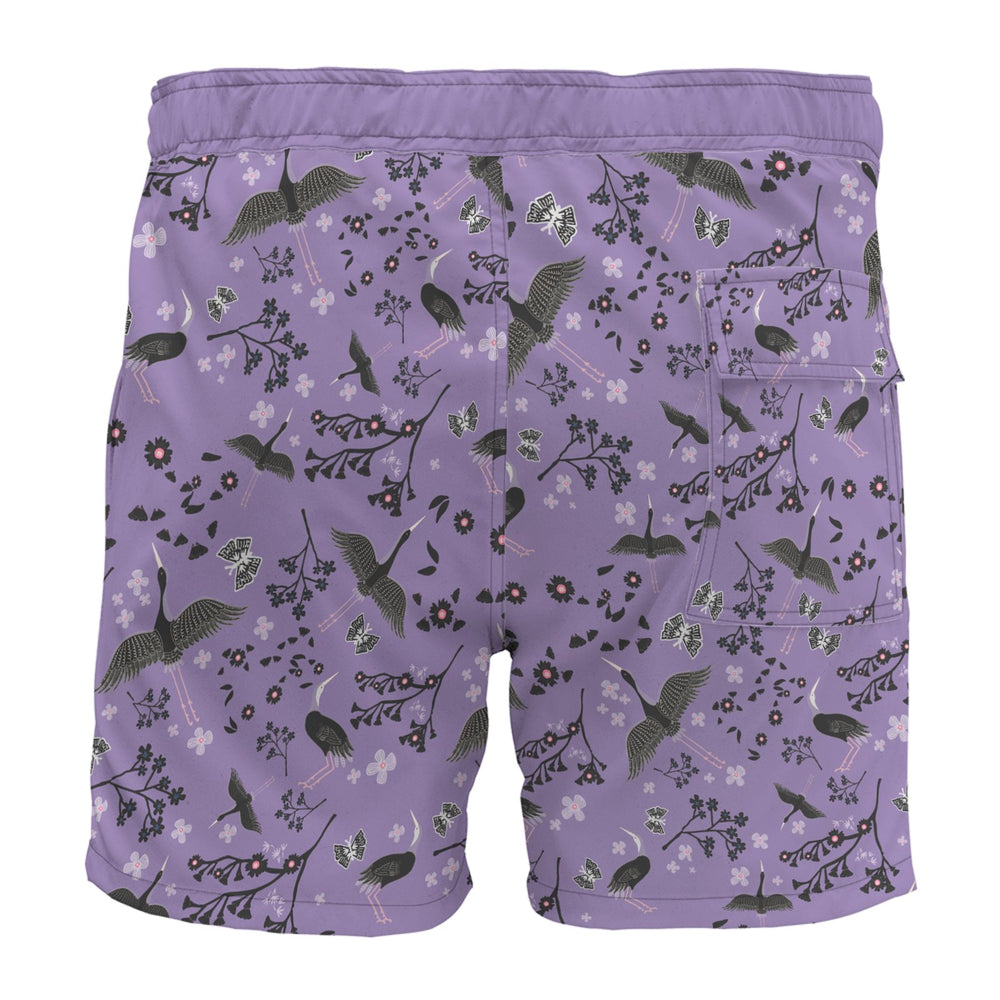 Men's Board Shorts — White Crane Amethyst