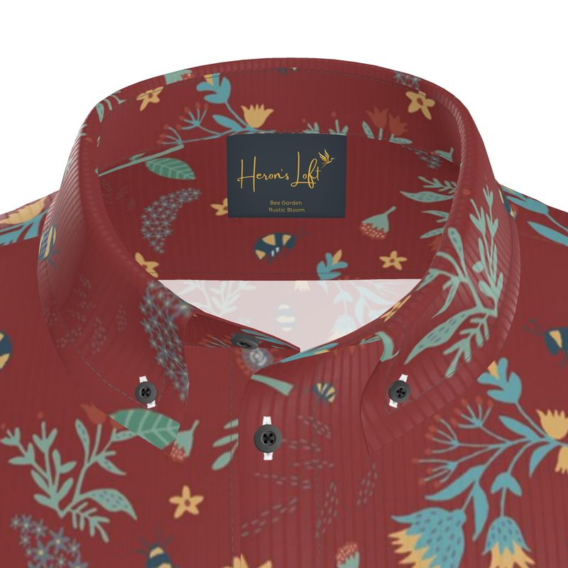 Men's Button-Up Shirt — Bee Garden Rustic Bloom