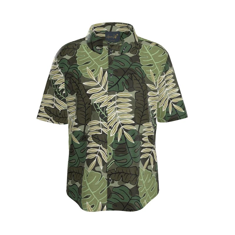 Camo Leaves Men's Button-Up Shirt