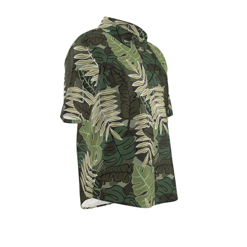 Camo Leaves Men's Button-Up Shirt