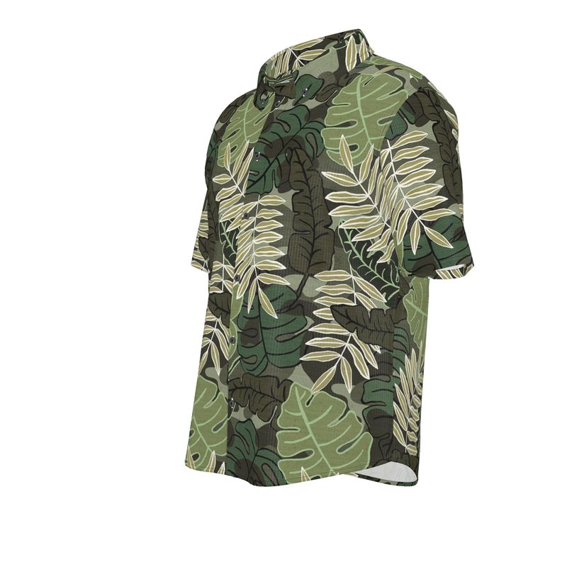 Camo Leaves Men's Button-Up Shirt