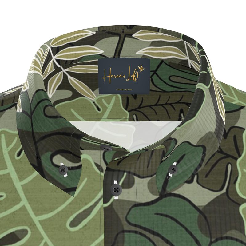 Camo Leaves Men's Button-Up Shirt