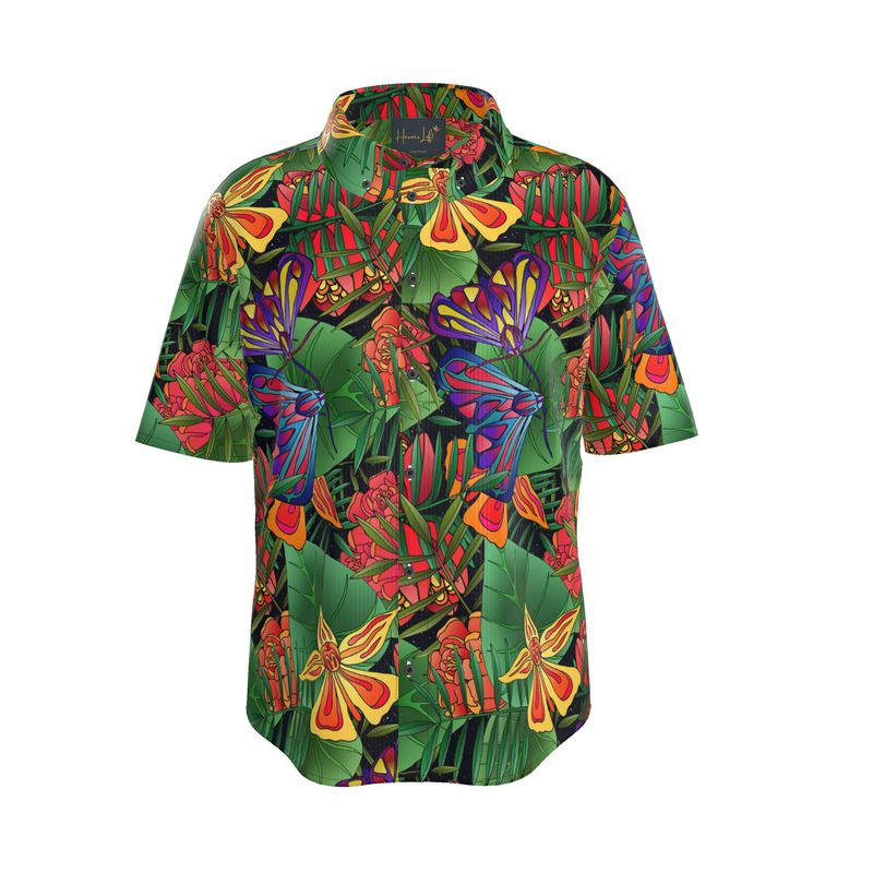 Jungle Flower Men's Button-Up Shirt