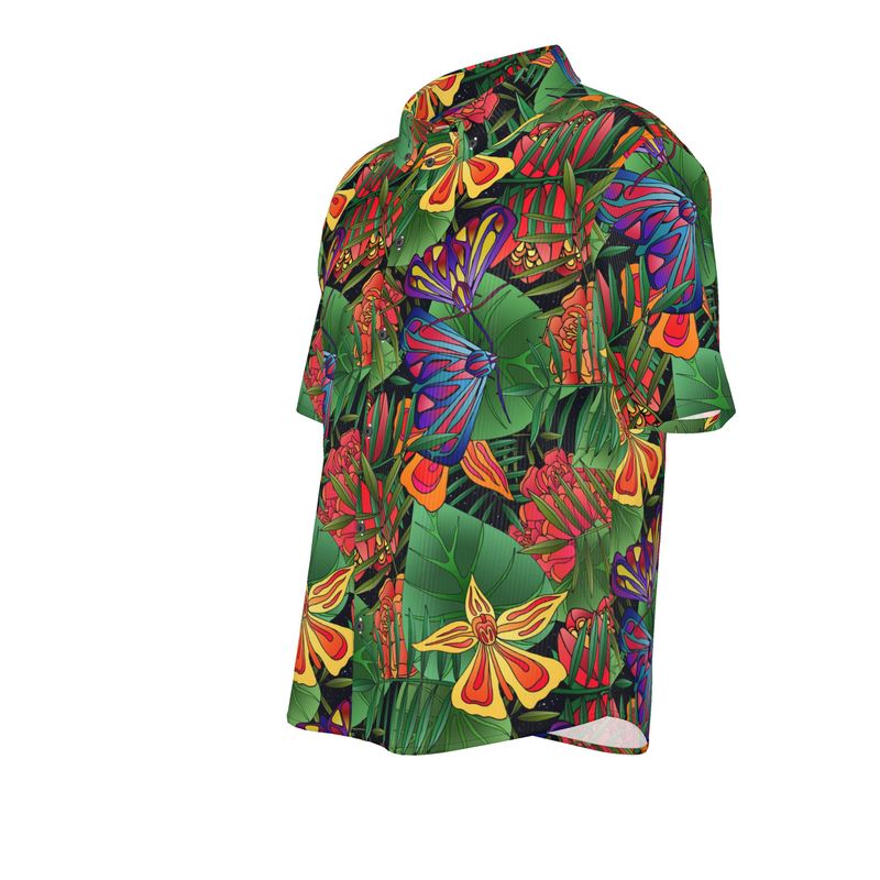 Jungle Flower Men's Button-Up Shirt