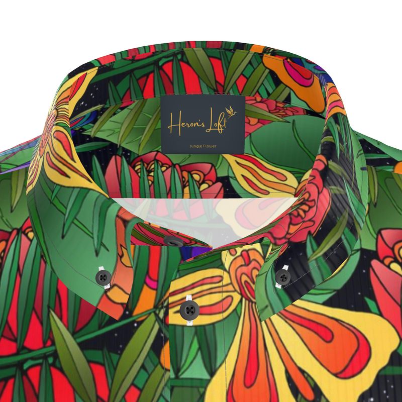 Jungle Flower Men's Button-Up Shirt