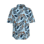 Midnight Monstera Sky Blue Men's Button-Up Shirt