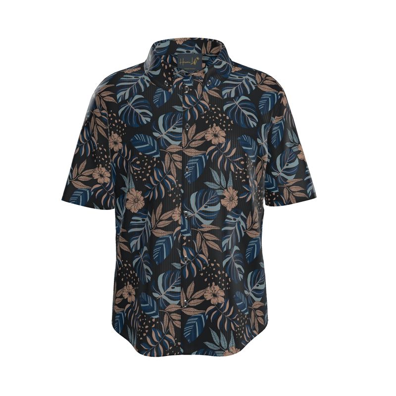 Midnight Monstera Men's Button-Up Dress Shirt