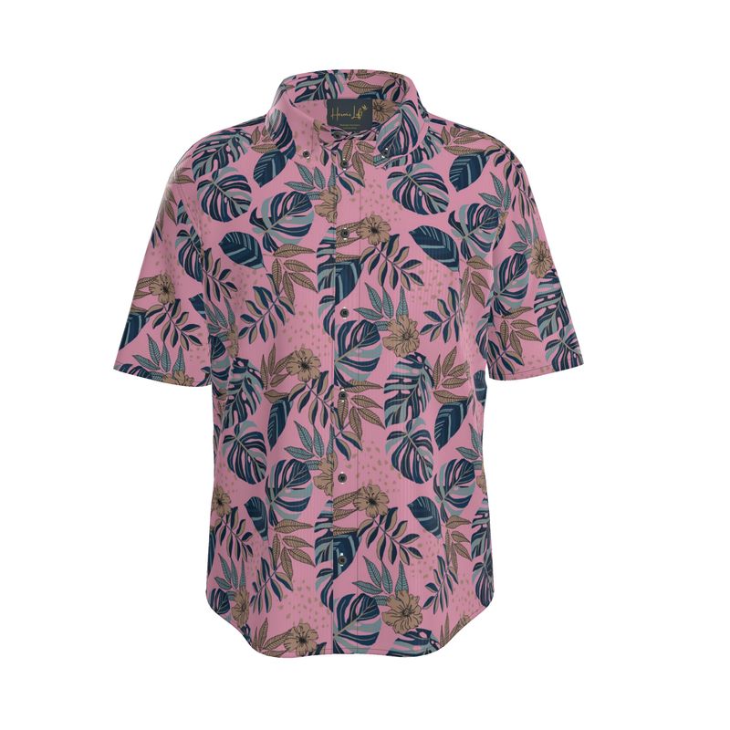 Midnight Monstera Lunaria Rose Men’s Button-Up Dress Shirt