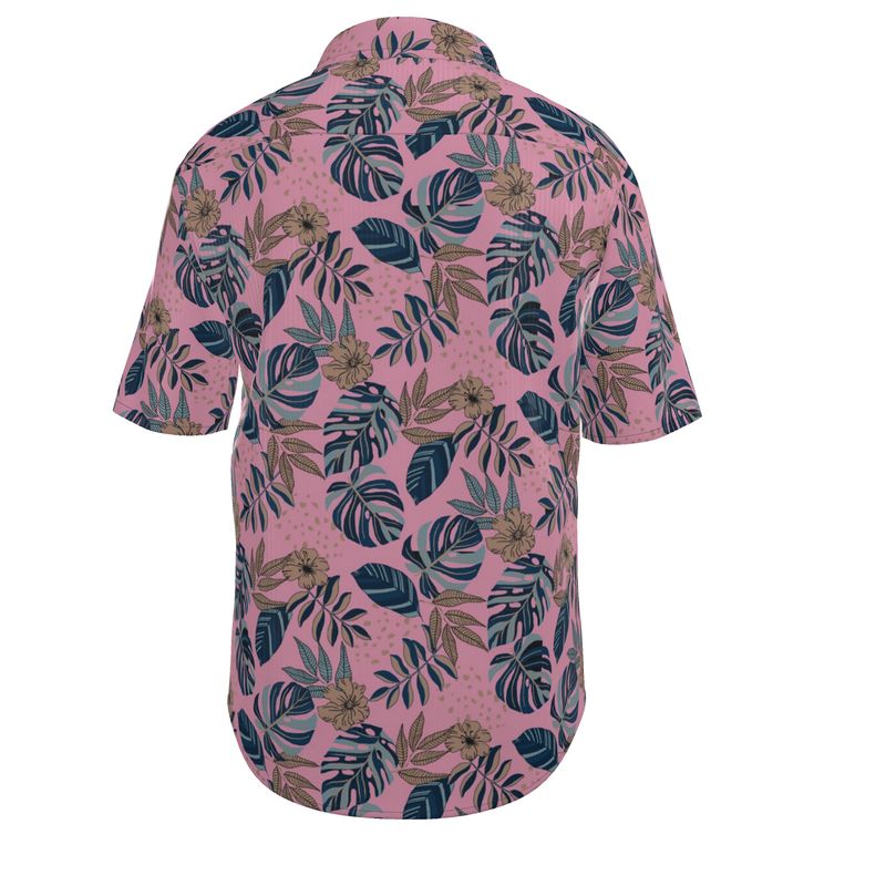 Midnight Monstera Lunaria Rose Men’s Button-Up Dress Shirt