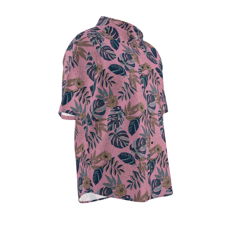 Midnight Monstera Lunaria Rose Men’s Button-Up Dress Shirt