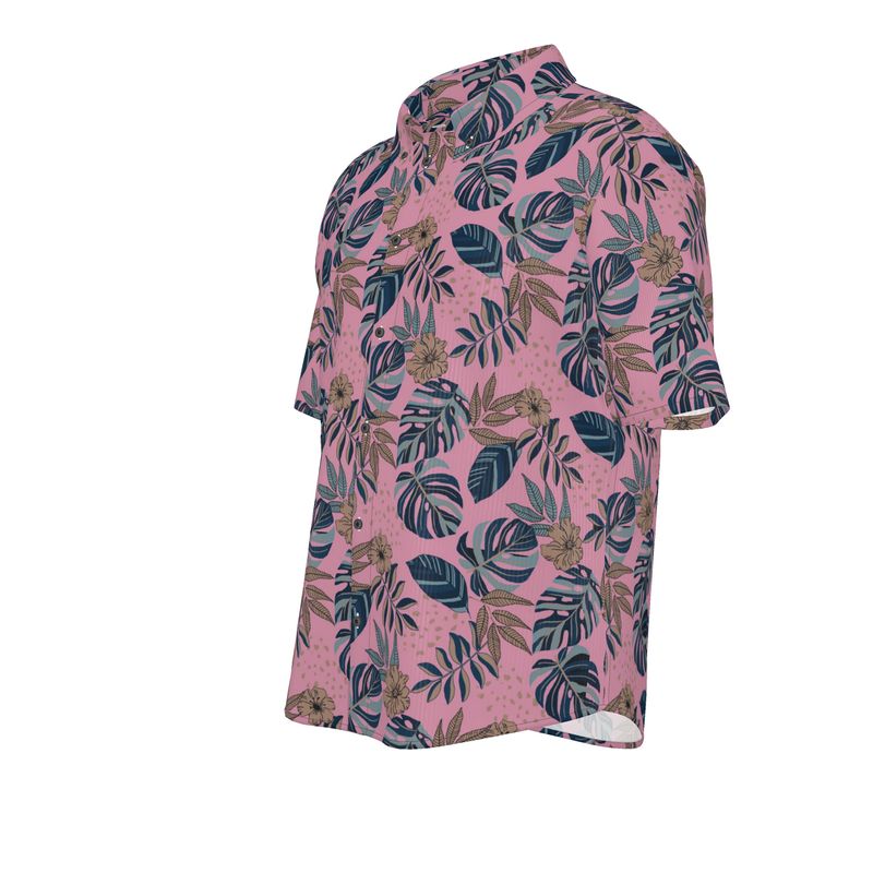 Midnight Monstera Lunaria Rose Men’s Button-Up Dress Shirt