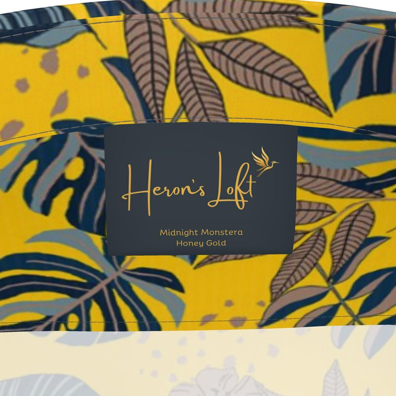 Midnight Monstera Honey Gold Men’s Button-Up Dress Shirt