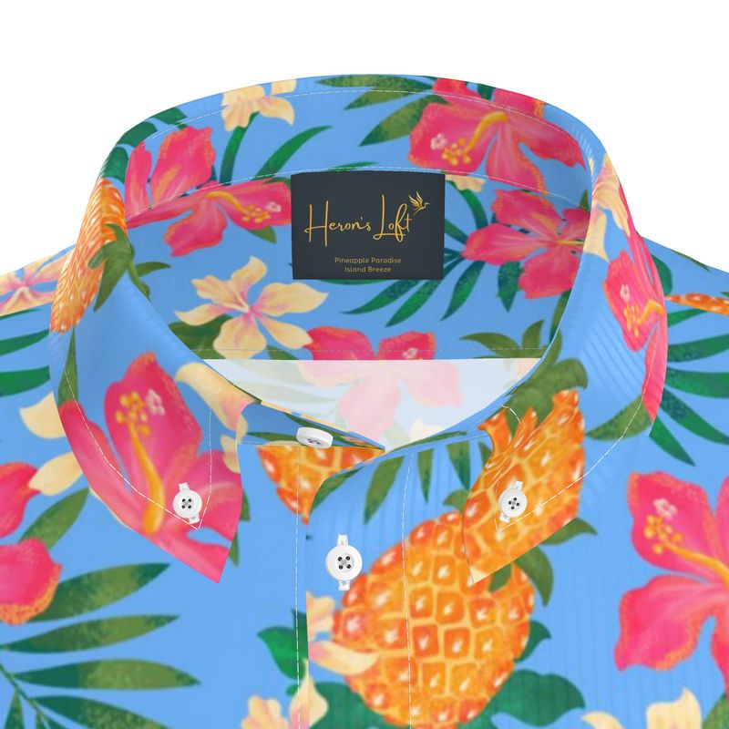 Pineapple Paradise Island Breeze Men’s Button-Up Dress Shirt