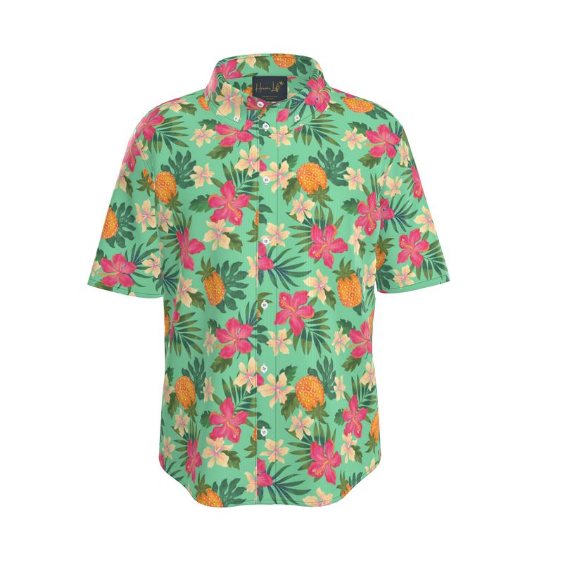 Pineapple Paradise Aloe Mist Men’s Button-Up Dress Shirt