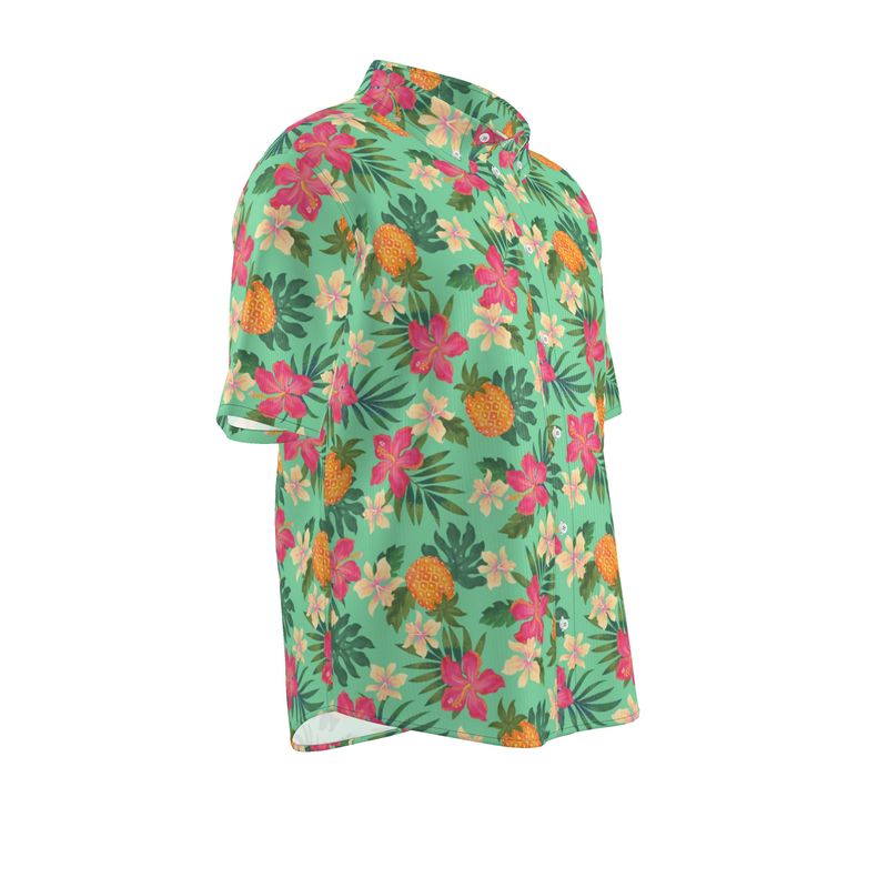 Pineapple Paradise Aloe Mist Men’s Button-Up Dress Shirt