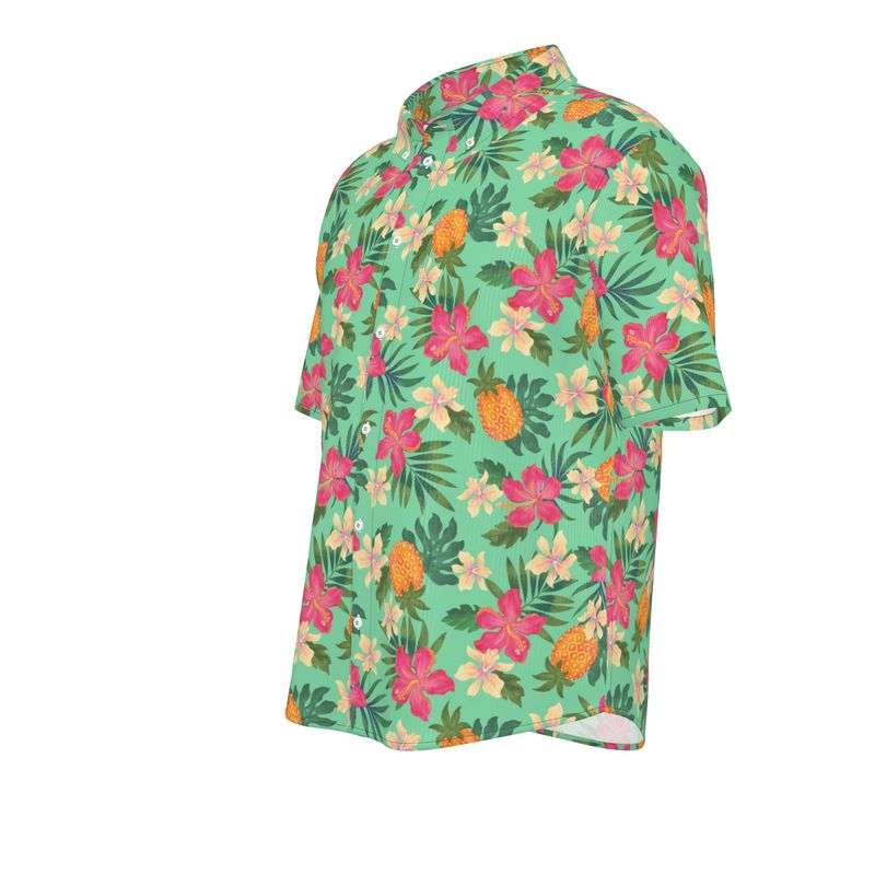 Pineapple Paradise Aloe Mist Men’s Button-Up Dress Shirt