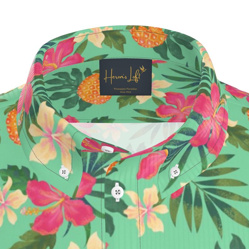 Pineapple Paradise Aloe Mist Men’s Button-Up Dress Shirt