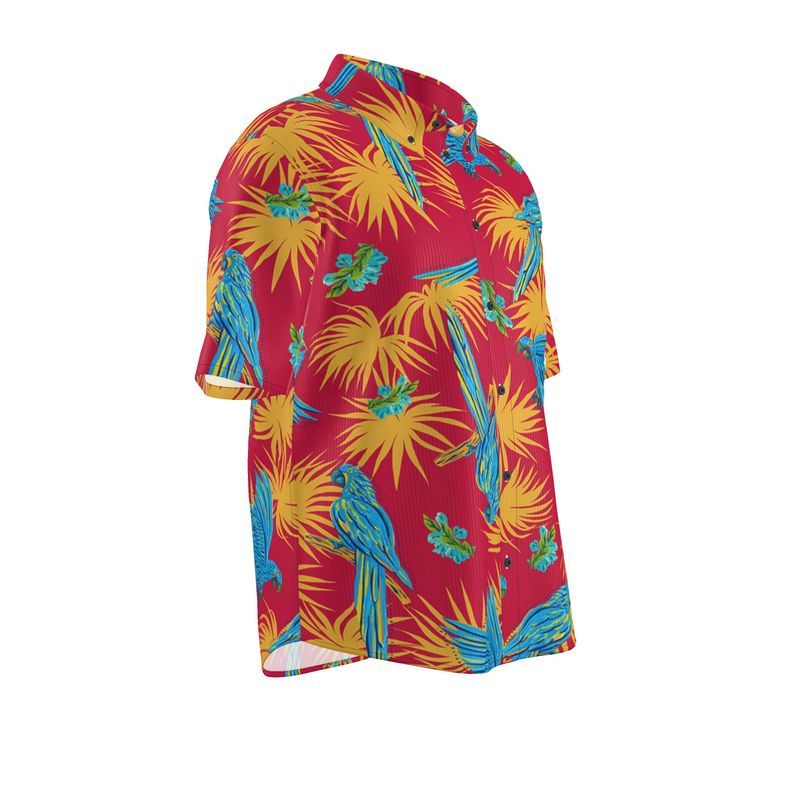 Tropical Macaw Samba Red Men’s Button-Up Dress Shirt