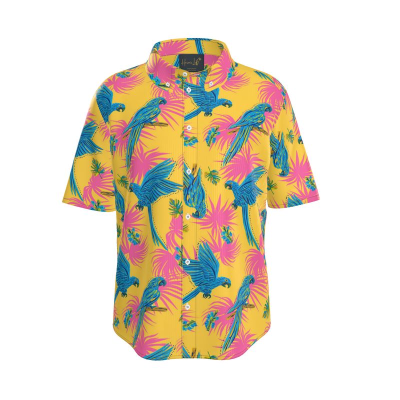 Tropical Macaw Sunny Fuchsia Men’s Button-Up Dress Shirt