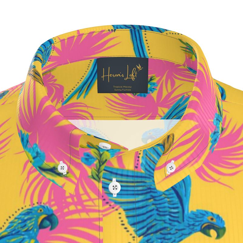 Tropical Macaw Sunny Fuchsia Men’s Button-Up Dress Shirt