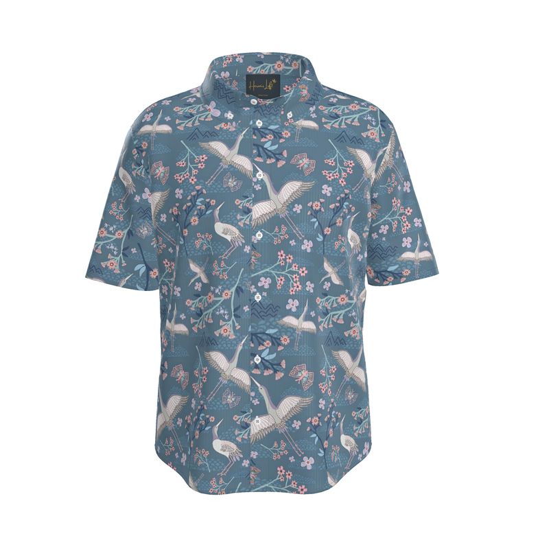 White Crane Men’s Button-Up Dress Shirt