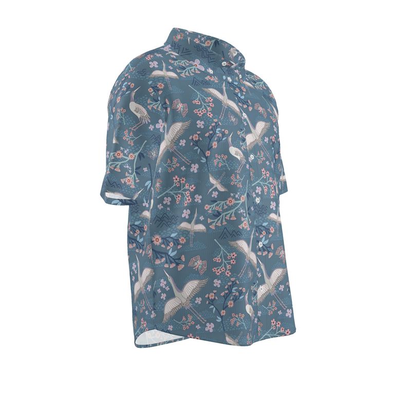 White Crane Men’s Button-Up Dress Shirt