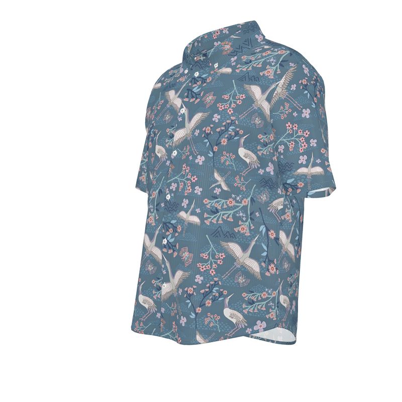 White Crane Men’s Button-Up Dress Shirt