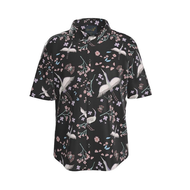 White Crane Onyx Men’s Button-Up Dress Shirt