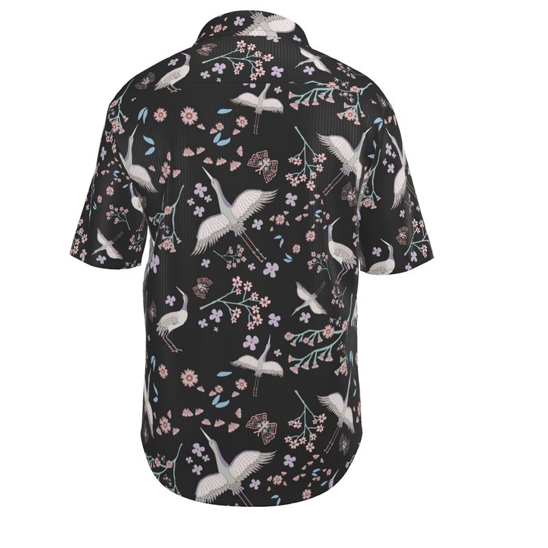 White Crane Onyx Men’s Button-Up Dress Shirt