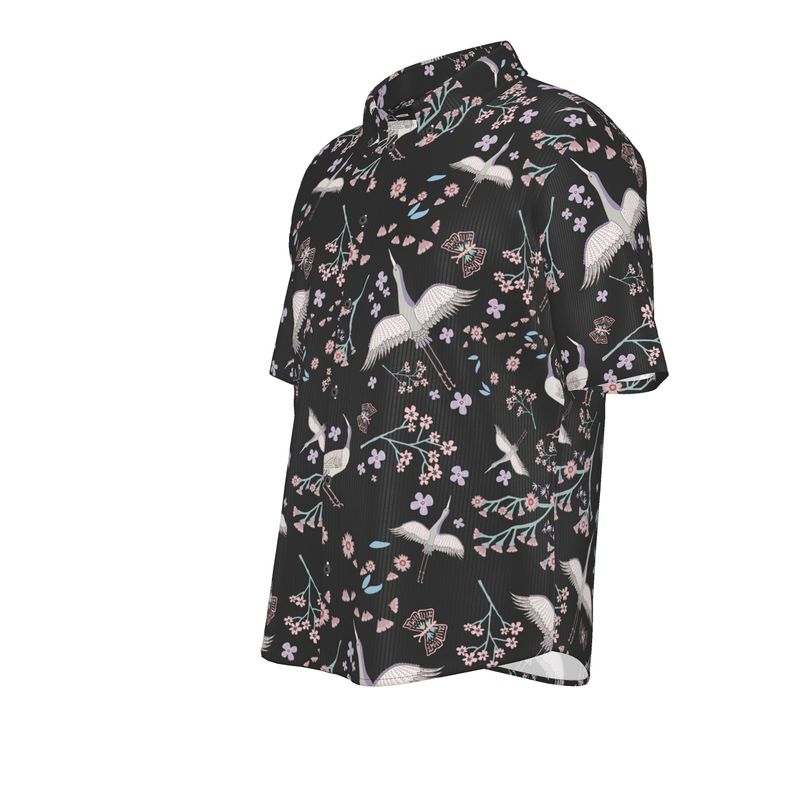White Crane Onyx Men’s Button-Up Dress Shirt