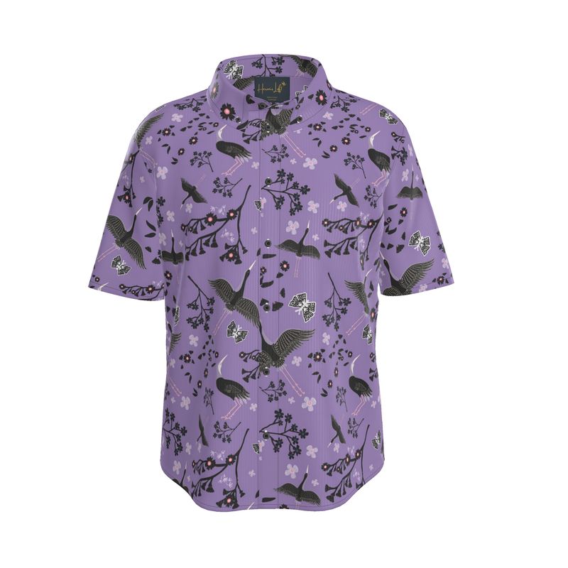 White Crane Amethyst Men’s Button-Up Dress Shirt