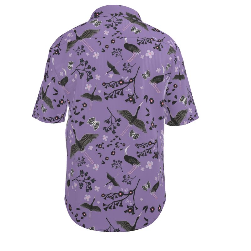 White Crane Amethyst Men’s Button-Up Dress Shirt