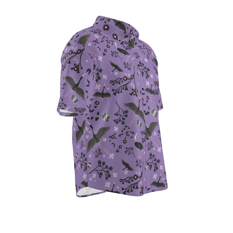 White Crane Amethyst Men’s Button-Up Dress Shirt