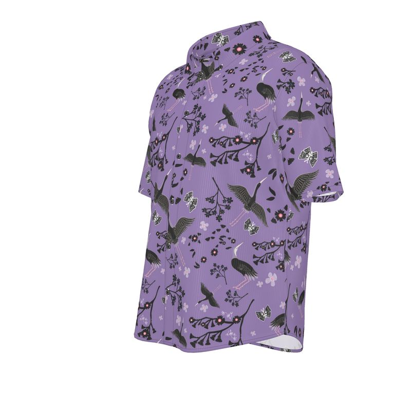 White Crane Amethyst Men’s Button-Up Dress Shirt