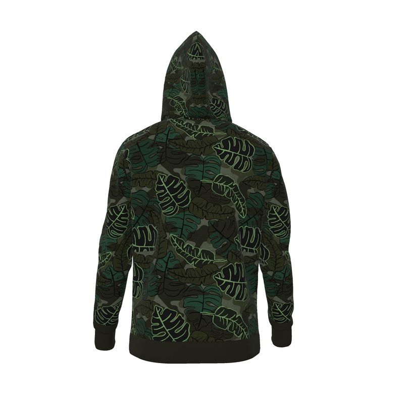 Women's Premium Hoodie — Camo Leaves Sage Noir