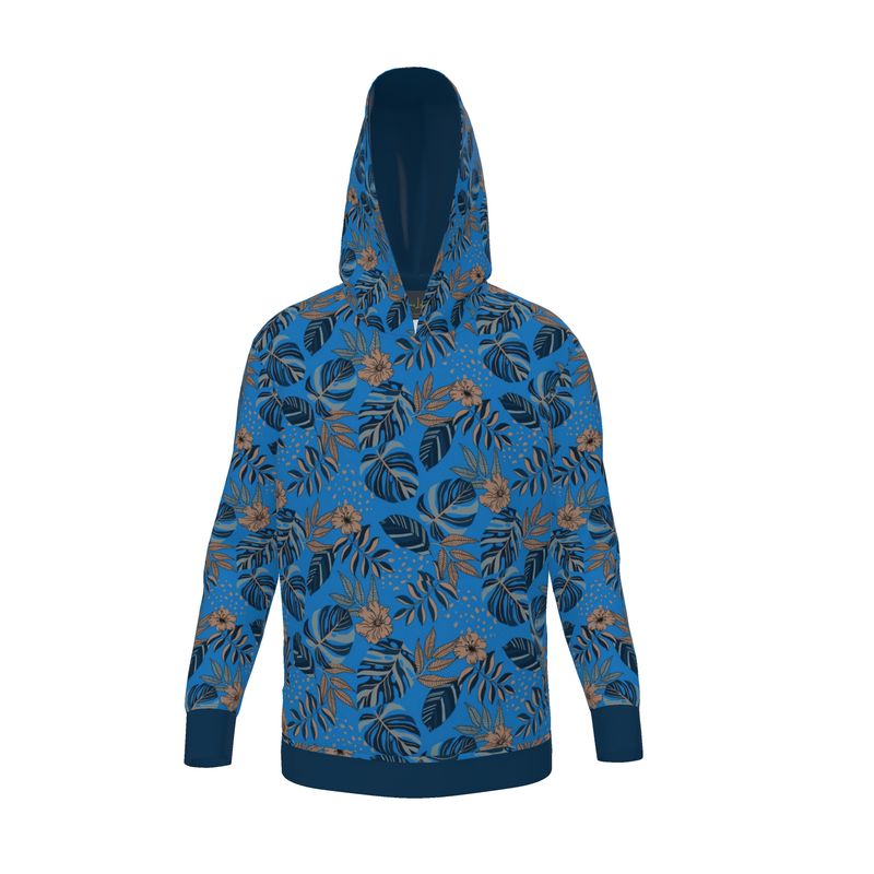 Women's Premium Hoodie — Midnight Monstera Azure Blue