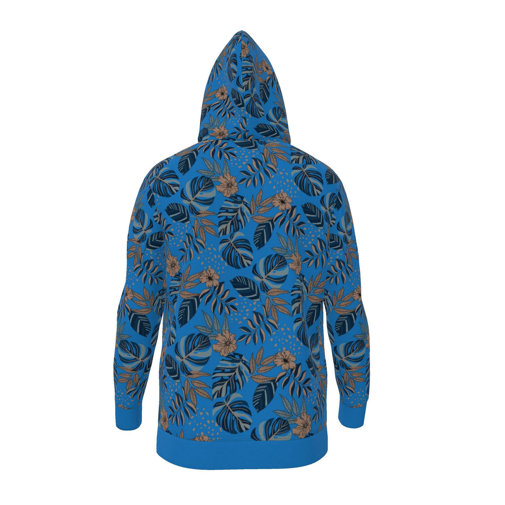 Women's Pullover Hoodie — Midnight Monstera Azure Blue