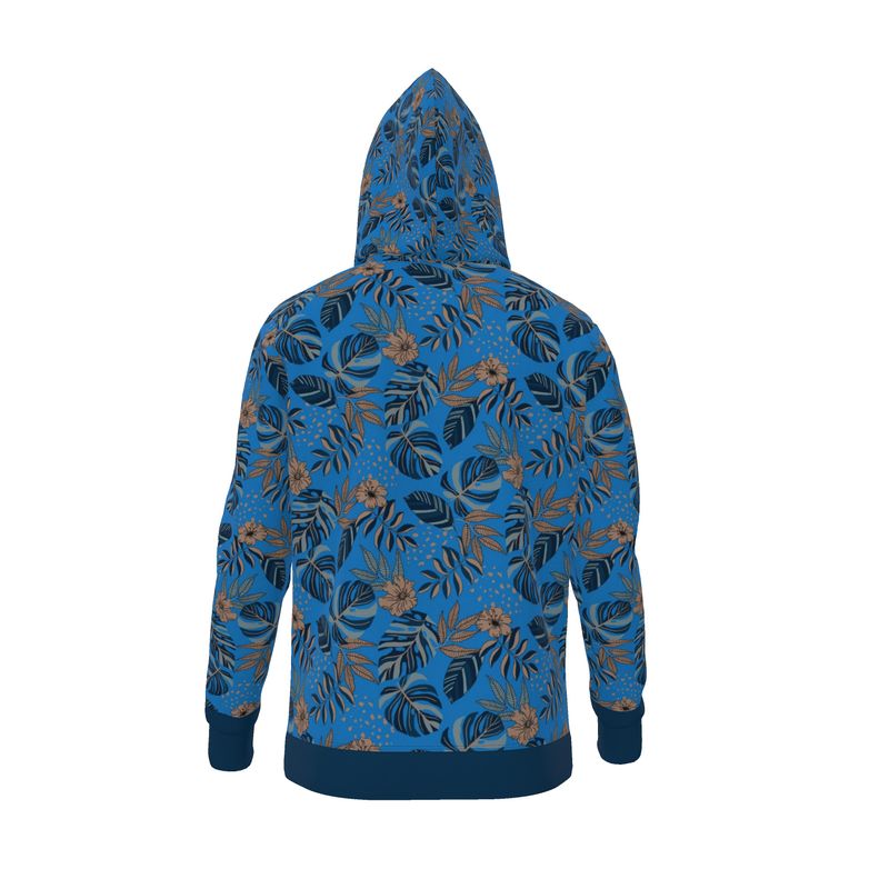 Women's Premium Hoodie — Midnight Monstera Azure Blue
