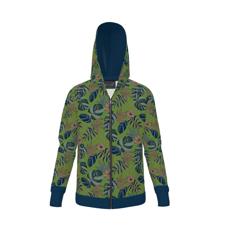 Women's Premium Hoodie — Midnight Monstera Olive Velour