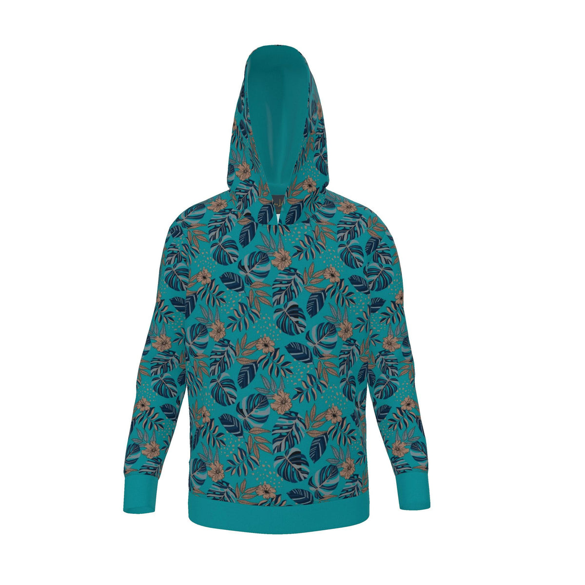 Women's Premium Hoodie — Midnight Monstera Cyan Noir