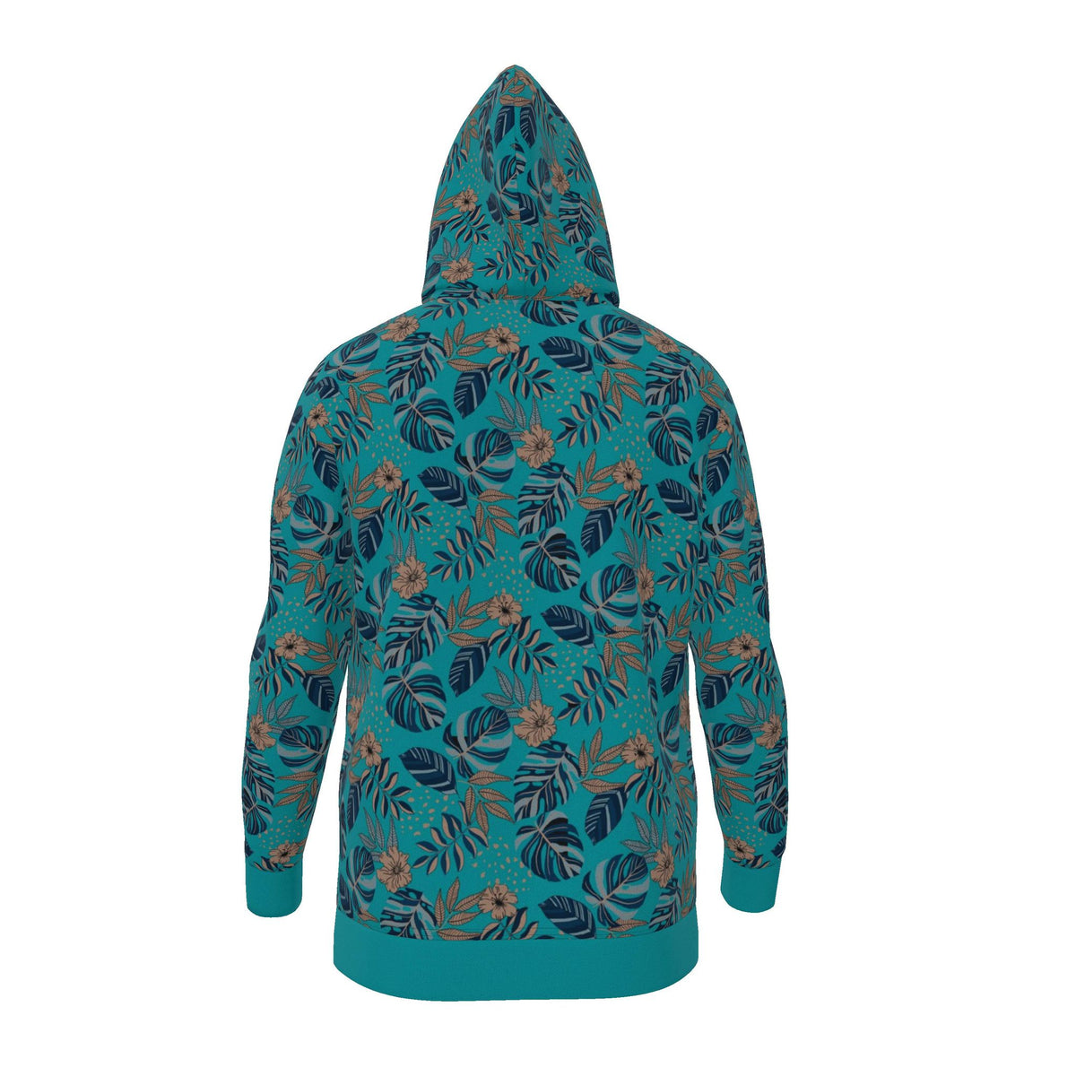 Women's Premium Hoodie — Midnight Monstera Cyan Noir