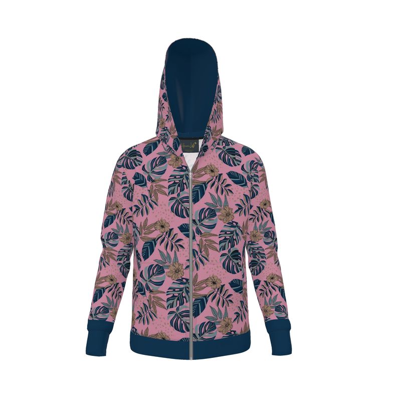 Women's Premium Hoodie — Midnight Monstera Lunaria Rose