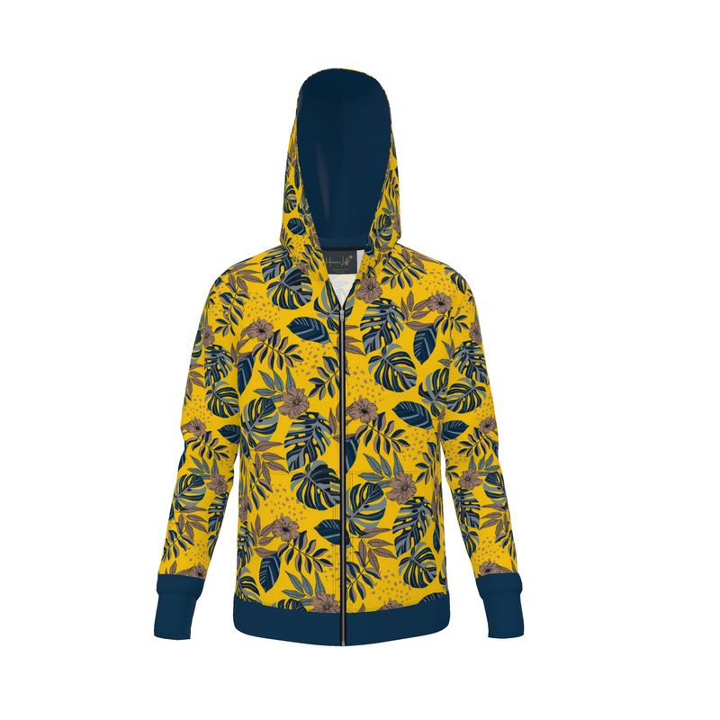 Women's Premium Hoodie — Midnight Monstera Honey Gold