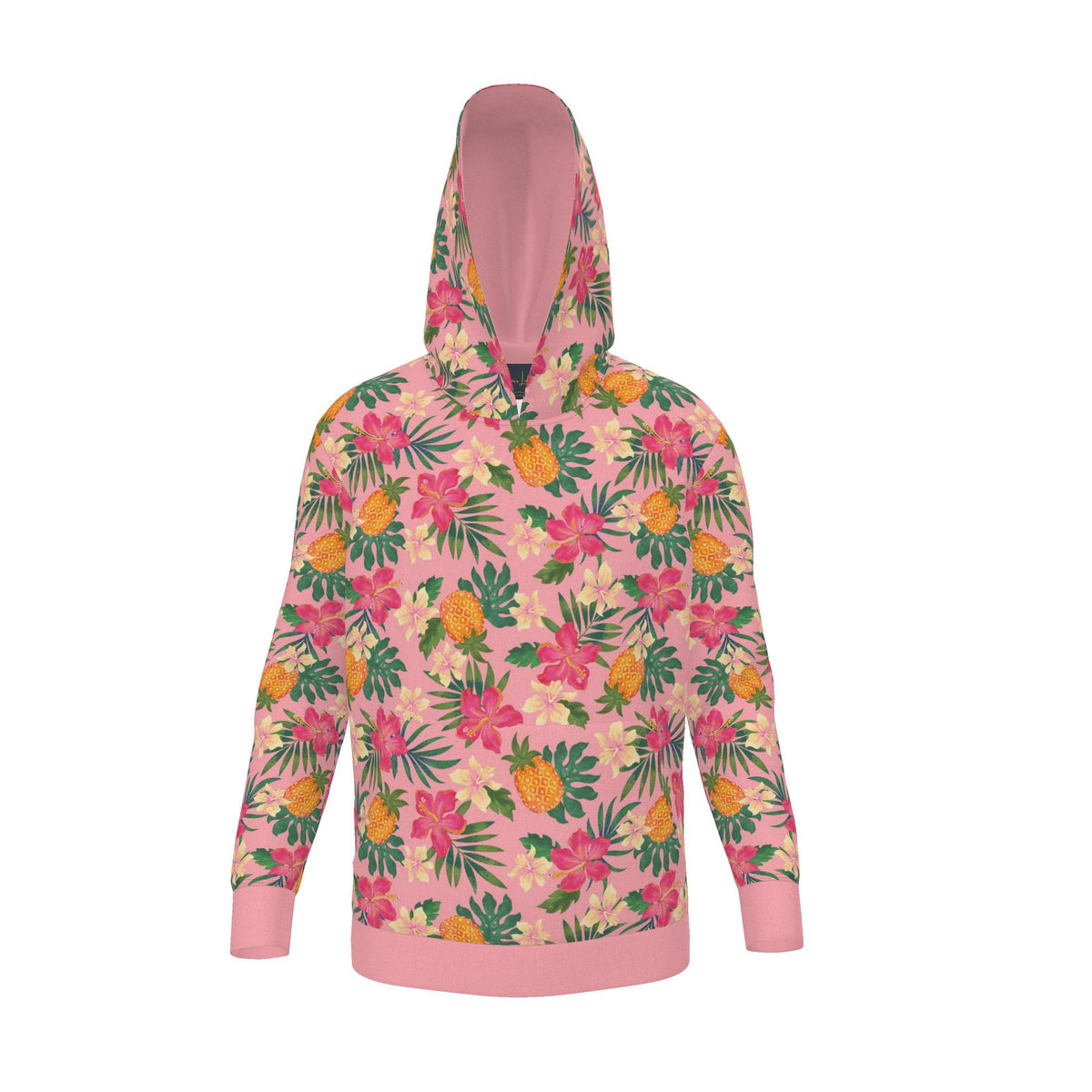 Women's Pullover Hoodie — Pineapple Paradise Hibiscus Blush