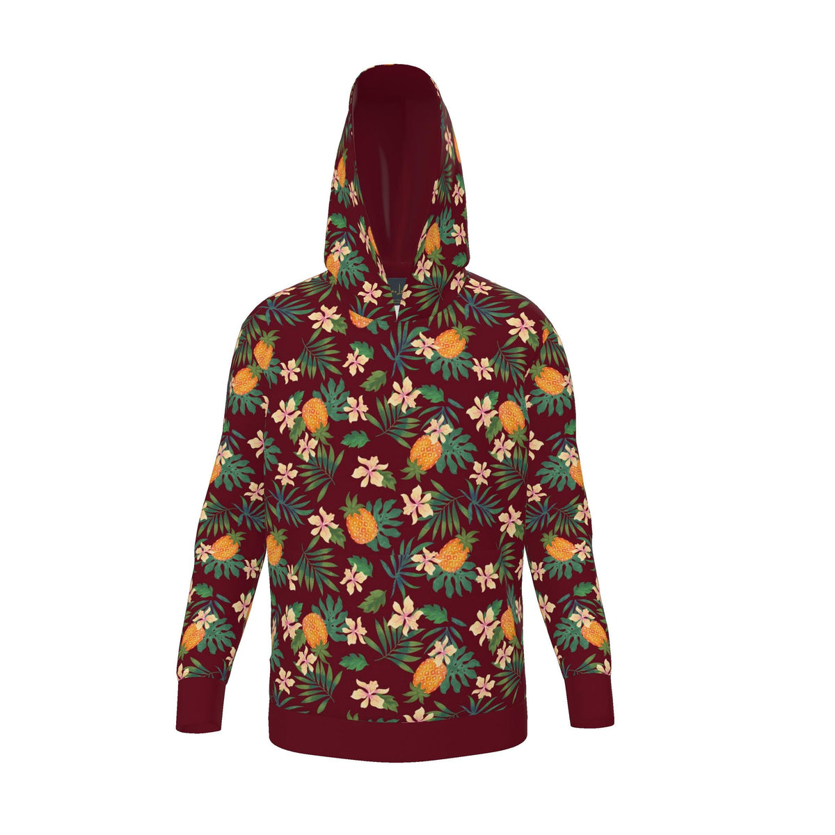 Women's Pullover Hoodie — Pineapple Paradise Burgundy