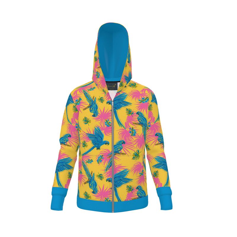 Women's Premium Hoodie — Tropical Macaw Sunny Fuchsia