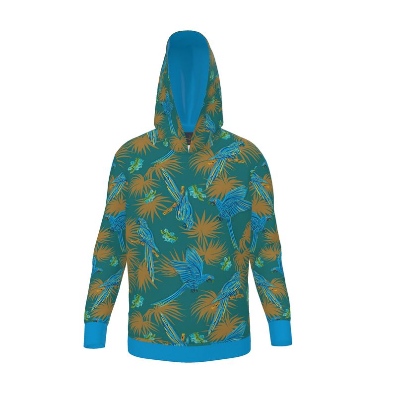 Women's Premium Hoodie — Tropical Macaw Palm Teal