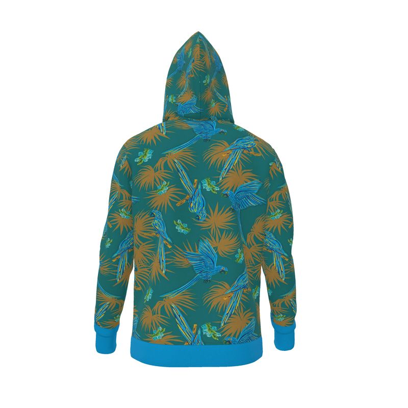 Women's Premium Hoodie — Tropical Macaw Palm Teal