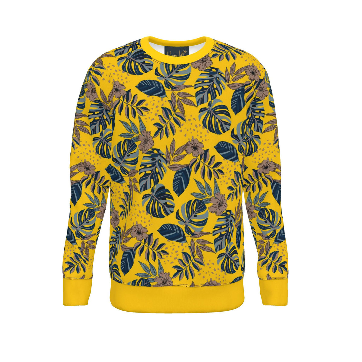 Women's Sweater — Midnight Monstera Honey Gold